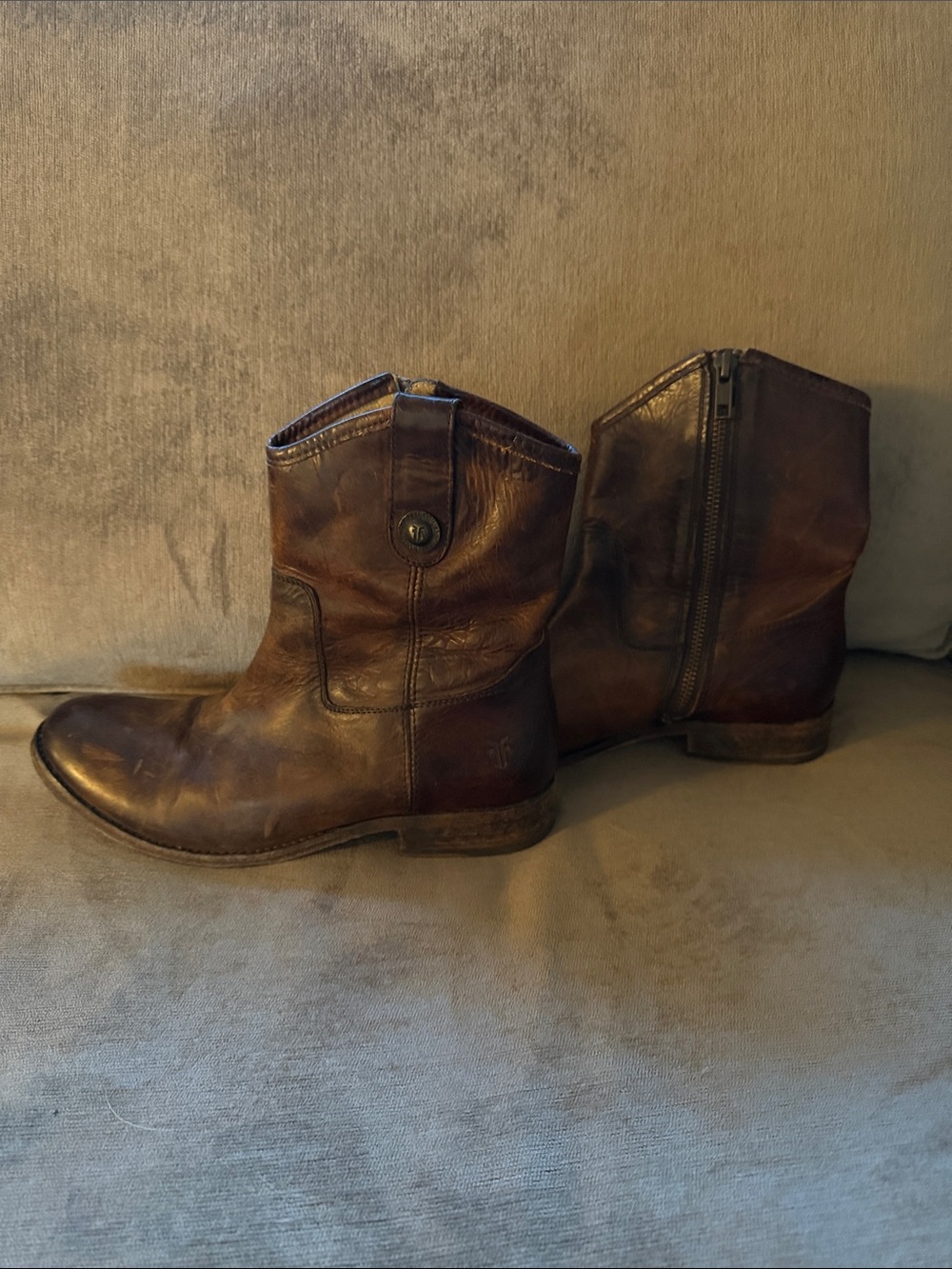 Brown Leather Frye Short Western Boots